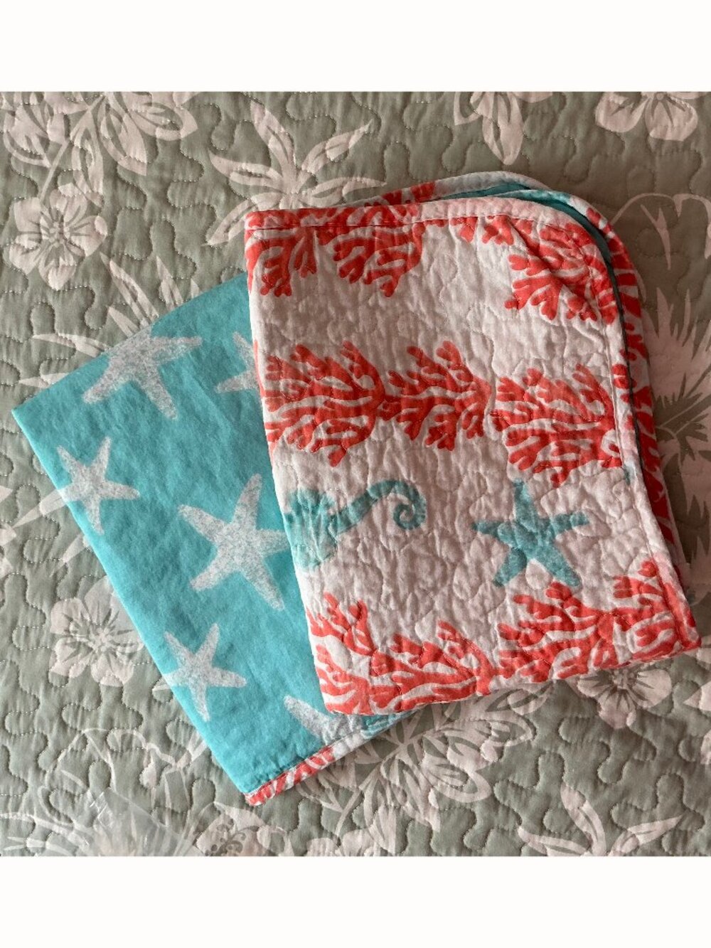 NWOT Pair - Lush Decor Reversible Cotton Quilted Sealife Standard Pillow Shams